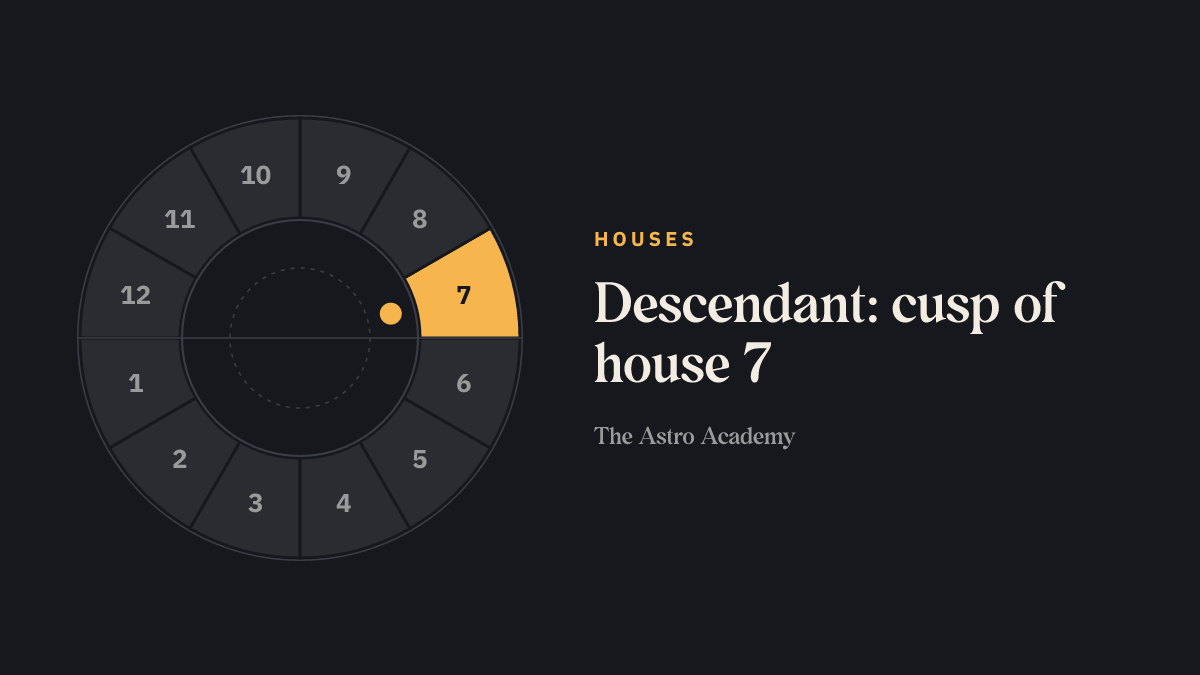 House wheel with twelve segments; house 7 is highlighted — that is where the Descendant begins.