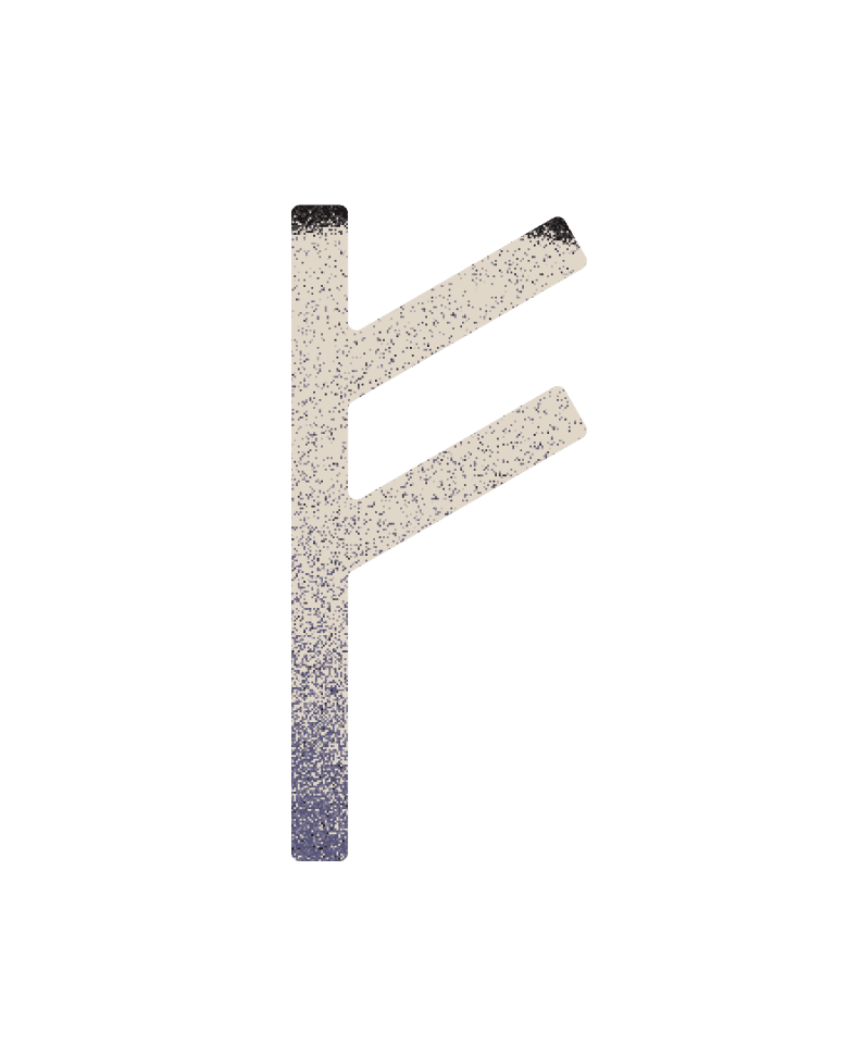 Fehu rune (ᚠ), no. 1: wealth, possessions, energy